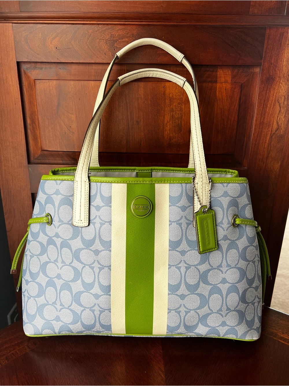 Coach Signature Stripe Carryall Tote, model F22908